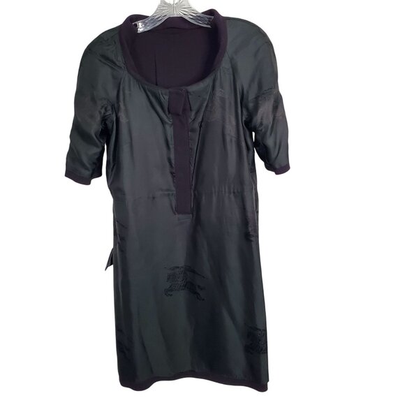 Burberry Size UK 42 US 12 Dress Crepe Wool Sheath Rolled Collar Italy Purple - Picture 13 of 16